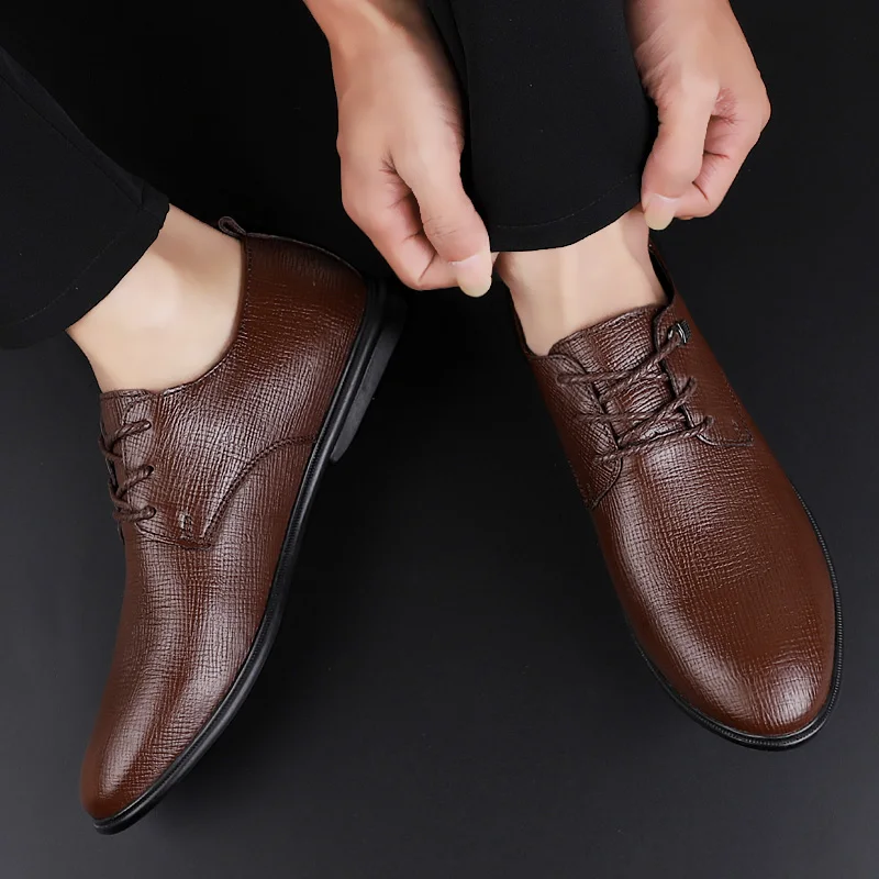 Туфли мужские из натуральной кожи Классические мягкие лоферы без застежки