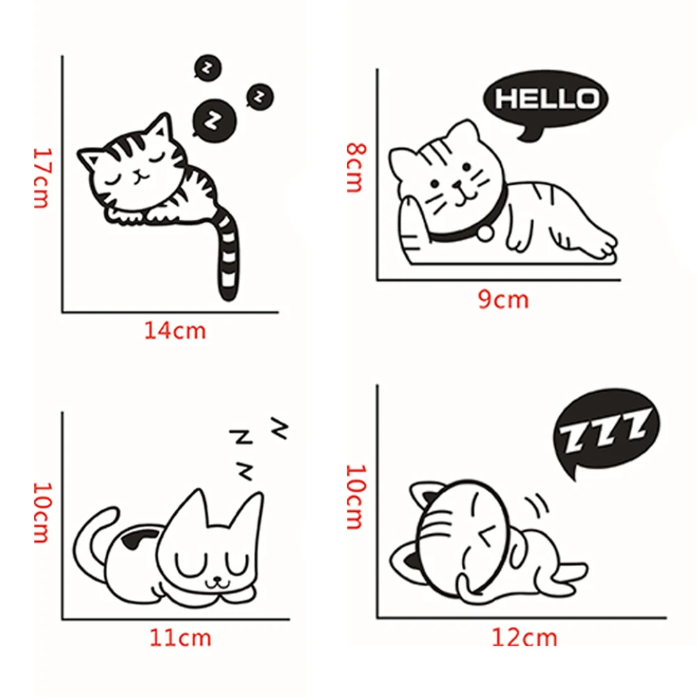 4 шт. съемные Мультяшные животные креативные милые кошки настенные наклейки