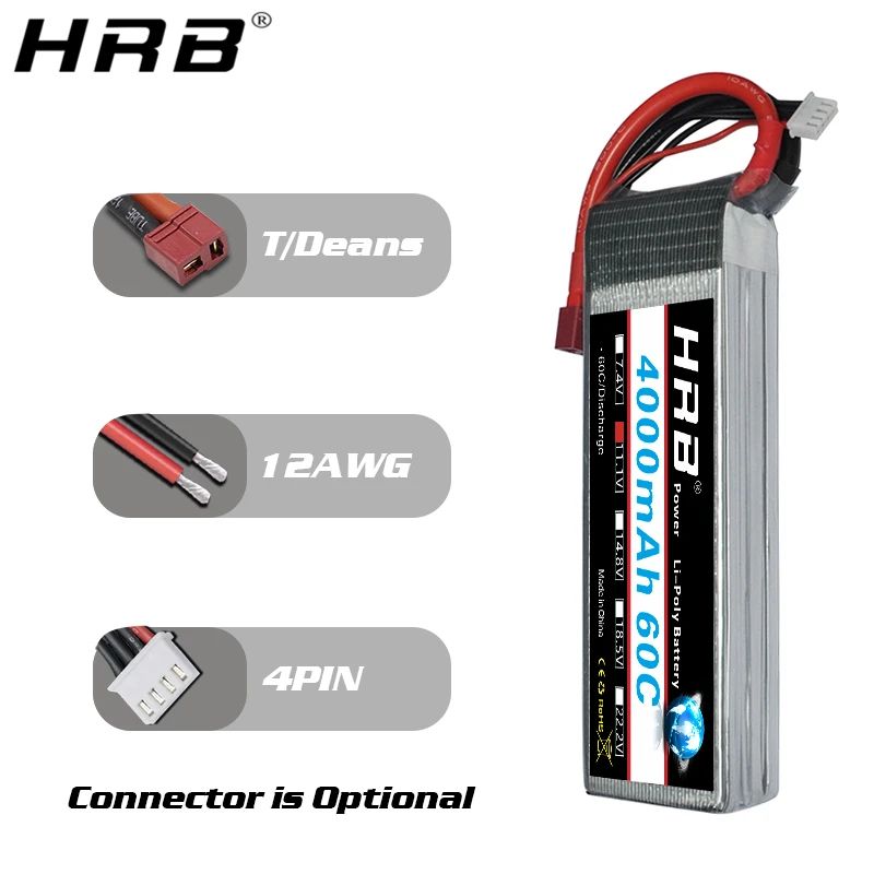 HRB 3S 11,1 V 4000mah Lipo батарея T Deans XT60 TRX XT90 EC5 для гоночного самолета 4WD автомобиль монстр грузовик приманка лодка RC запчасти 60C DIY