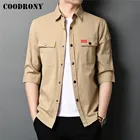 Рубашка COODRONY C6058S мужская с большими карманами, 100% хлопок, с рукавом до локтя, брендовая уличная одежда, весна-лето