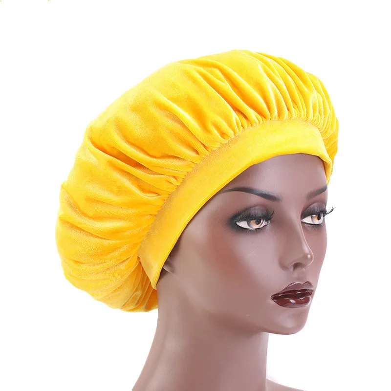 Очень большая эластичная Женская бархатная шапочка для сна с эластичной