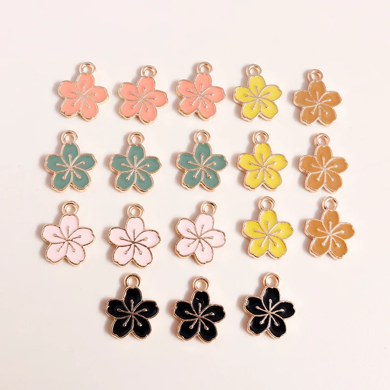 

10pcs 12*15mm Enamel Alloy Flower Charms Necklace Earrings Making Pendants DIY Jewelry Findings Plant Craft Supplies Accessories