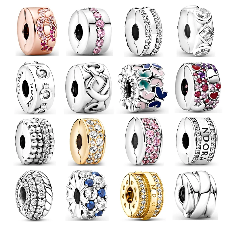 

2021 New Hot Women Bracelets Hebilla Fija DIY Charms Plata De Ley 925 Fit Original Pandora Sterling Silver Bangle Beads Gift