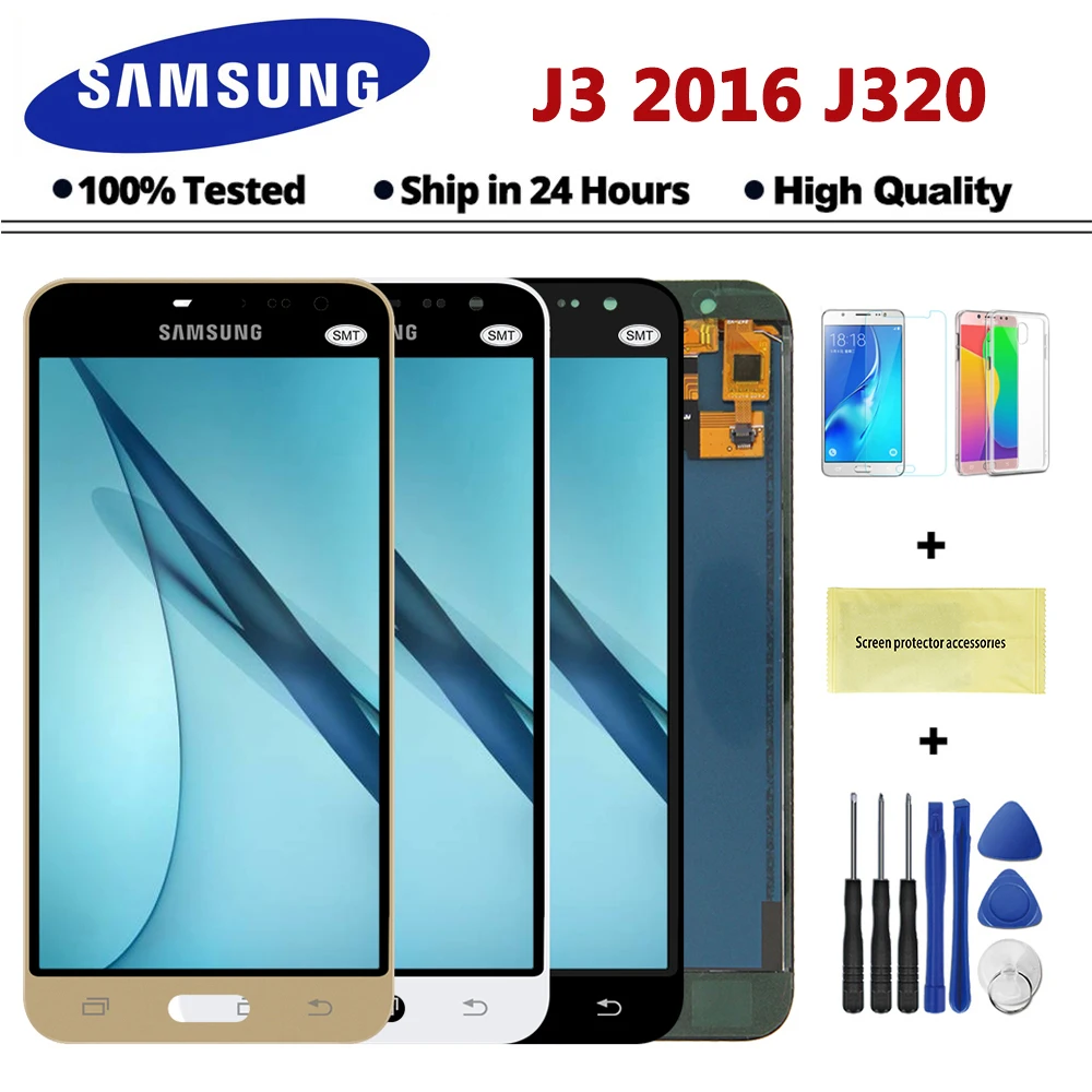 J320F lcd для samsung Galaxy J3 J320 lcd J320A J320FN J320M lcd дисплей с кодирующий преобразователь сенсорного экрана в сборе