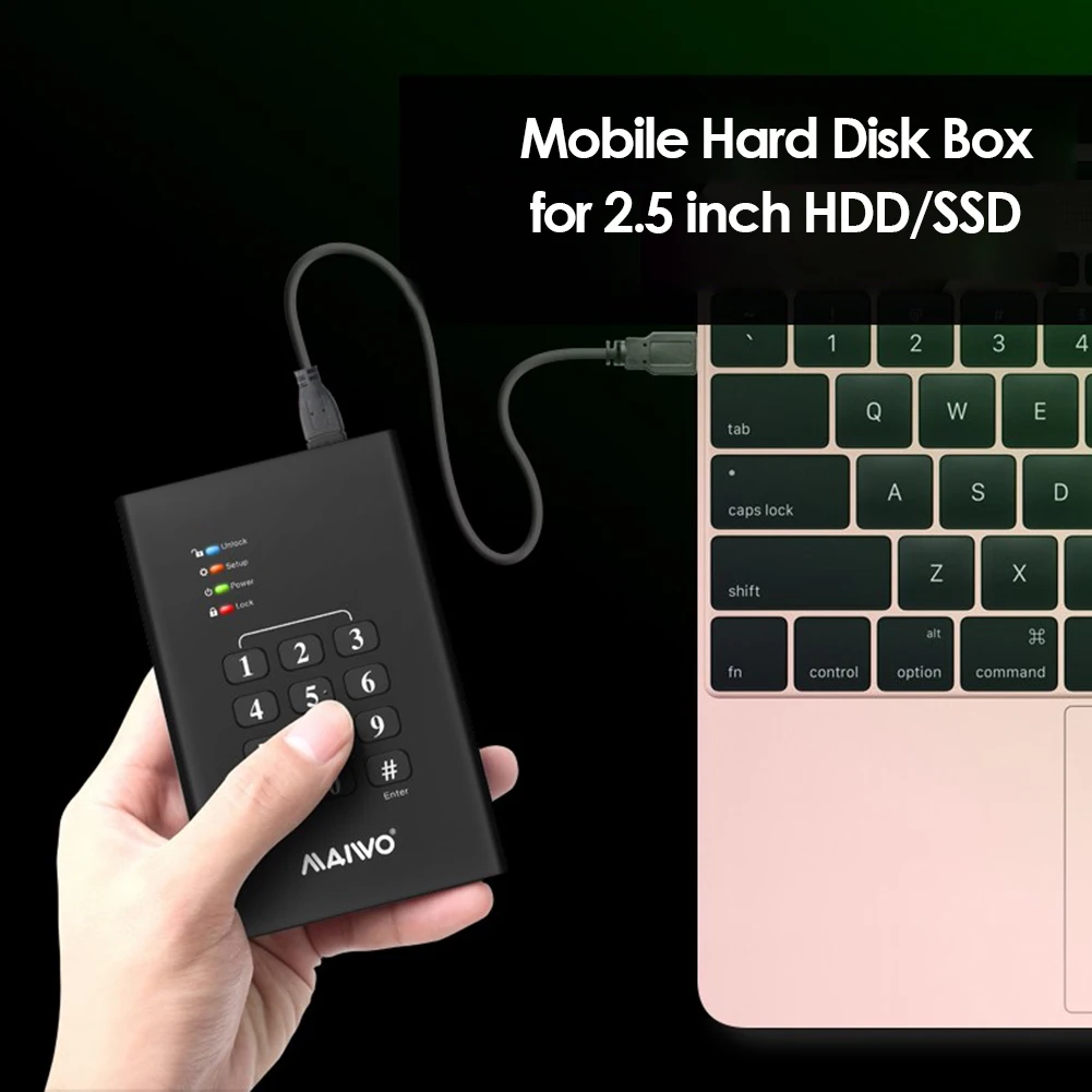 maiwo k2568kpa hdd ssd case 2 5 inch sata iii to usb 3 0 encrypted hard drive enclosure with password lock external hdd ssd box free global shipping