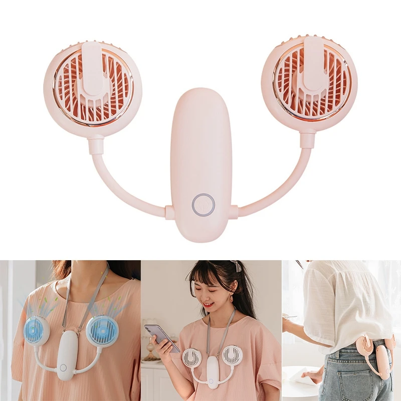 

USB Hanging Neck Double-Head Fan 4800Mah Battery Personal Fan Low Noise