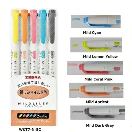 25 цветов Зебра Mildliner двухсторонний хайлайтер ручка набор 5 типов японские