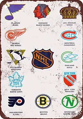 

1968 Pro Hockey Teams Vintage Look Reproduction Metal Tin Sign 8X12 Inches