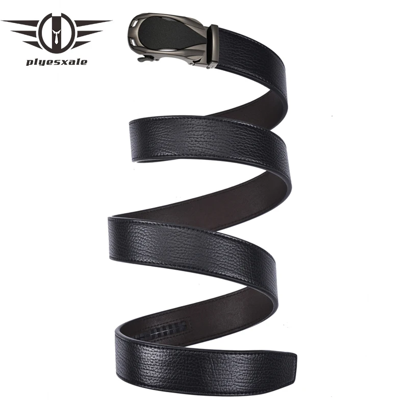 

Plyesxale Fashion Men's Brand Genuine Leather Belt Black Automatic Buckle Waist Strap Business Male Cintos High Quality B239