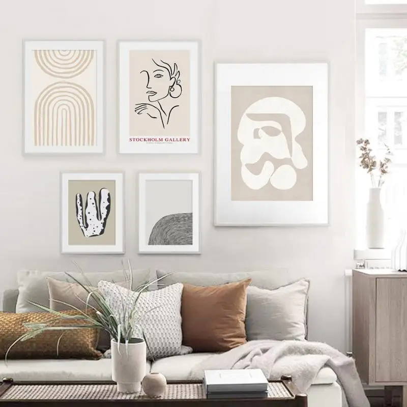 

7 Kinds Of Single Images Can Be Combined To Sell Popular Posters. Bohemian Beige Minimalist Style Canvas Decoration