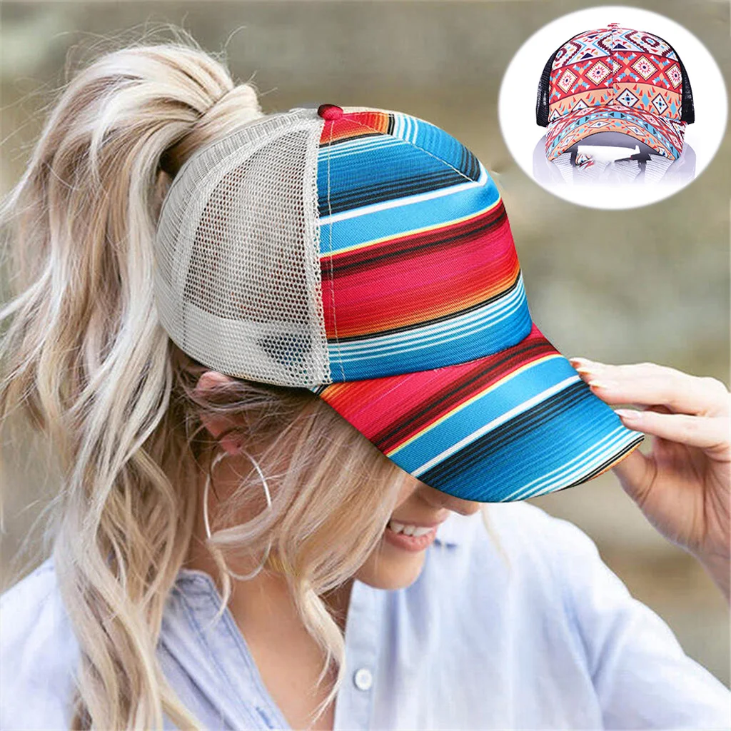 

2020 Ponytail Baseball Cap Women Distressed Washed Cotton Trucker Caps Casual Summer Snapback Hat Glitter Brim Satin Dad Hats