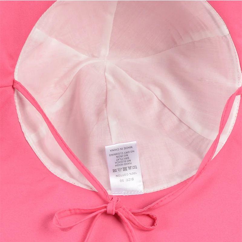 

Chelito New Spring Summer Children's Fisherman Hat Girls Solid Color Cute Bow Cotton Caps Outdoor Seaside Wide Sunshade Hats