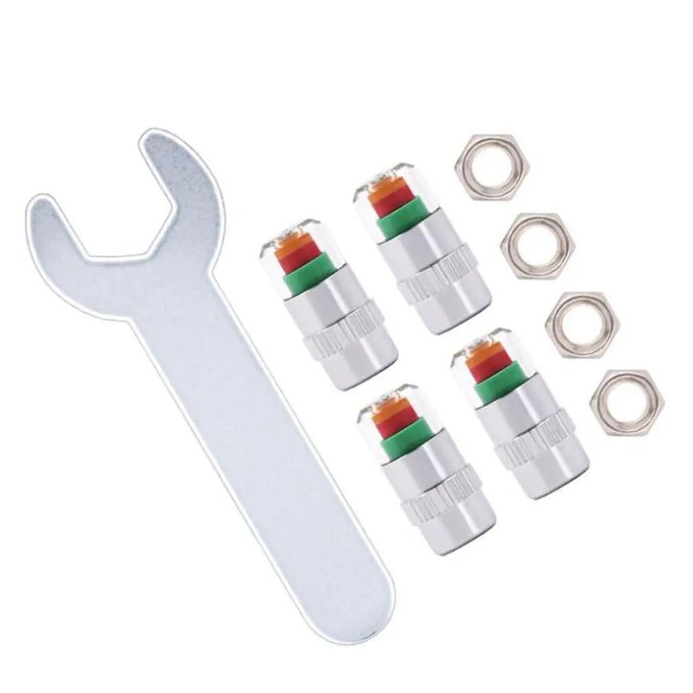 

4pcs 2.0/2.2/2.4 Bar Car Tire Pressure Alert Cap Detection Monitoring Valve Warning Cap Tire Pressure Monitor Pressure Gauge Cap