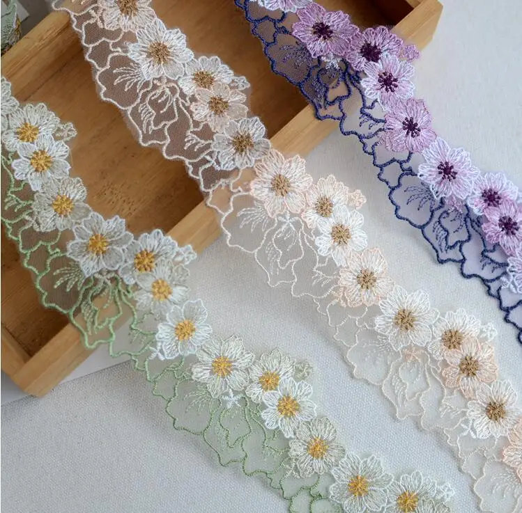 2 м/лот 6 см ширина Роскошная тонкая зеленая фиолетовая бежевая кружевная отделка