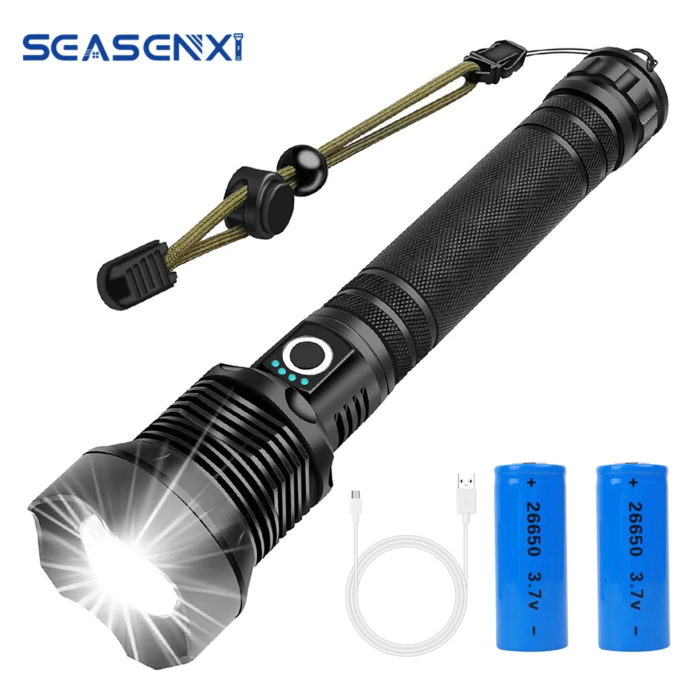 

XHP70 LED Flashlight 3000 Lumens Super Bright Torch Zoomable Super Waterproof Tactical Flashlight Powerful Handheld Flashlight