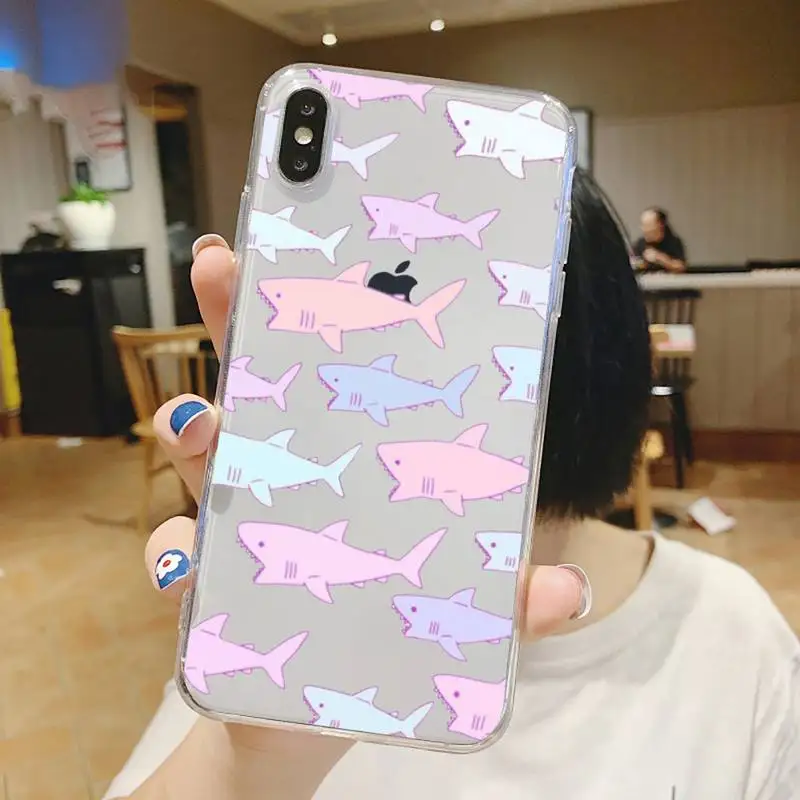 

Cartoon shark horror animal Phone Cases Transparent for iPhone 6 7 8 11 12 s mini pro X XS XR MAX Plus