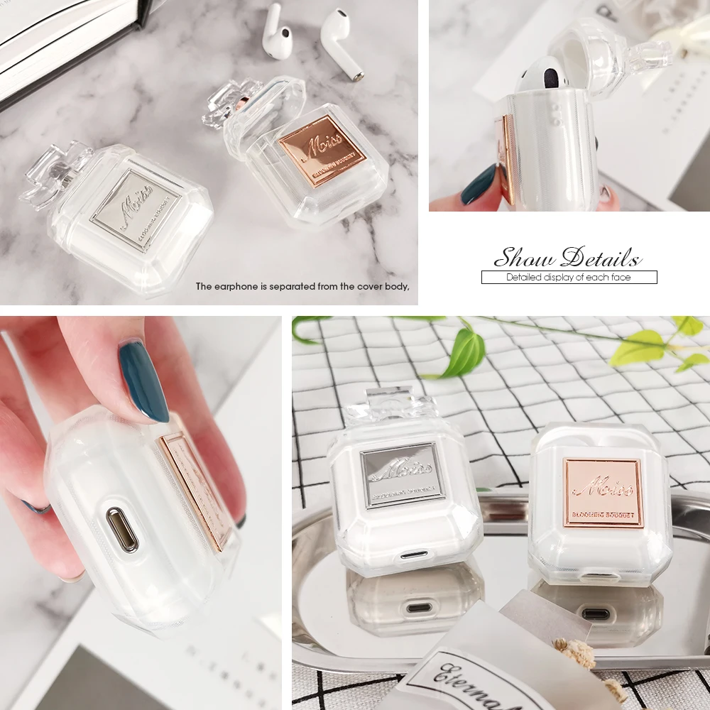 Силиконовый чехол, флакон духов, два цвета, для Airpods 2 1, защитный чехол для наушников, роскошный противоударный и прозрачный мягкий чехол из ТПУ