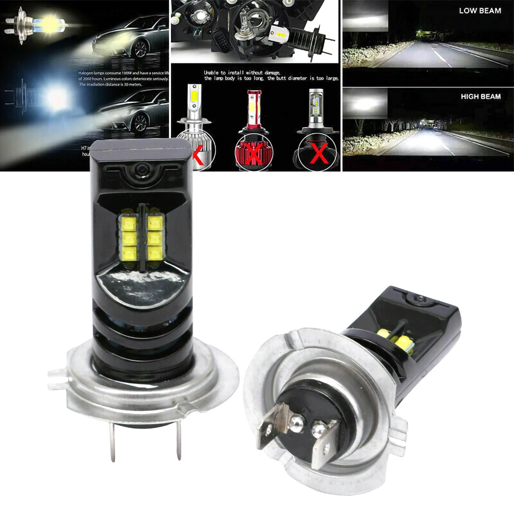 

2Pcs H7 Canbus LED Car Headlight Bulbs 6000K 55W Waterproof White H7 Auto Lights Automobile Driving Fog Lamp For Dropshipping