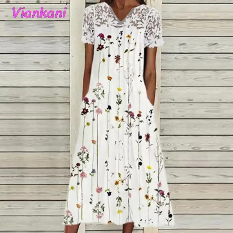 

Женское винтажное Сетчатое платье в горошек, Повседневное платье-трапеция с V-образным вырезом, коротким рукавом, пуговицами и карманами, с ...