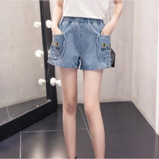 Эластичные джинсовые шорты с высокой талией модные женские летние 2020