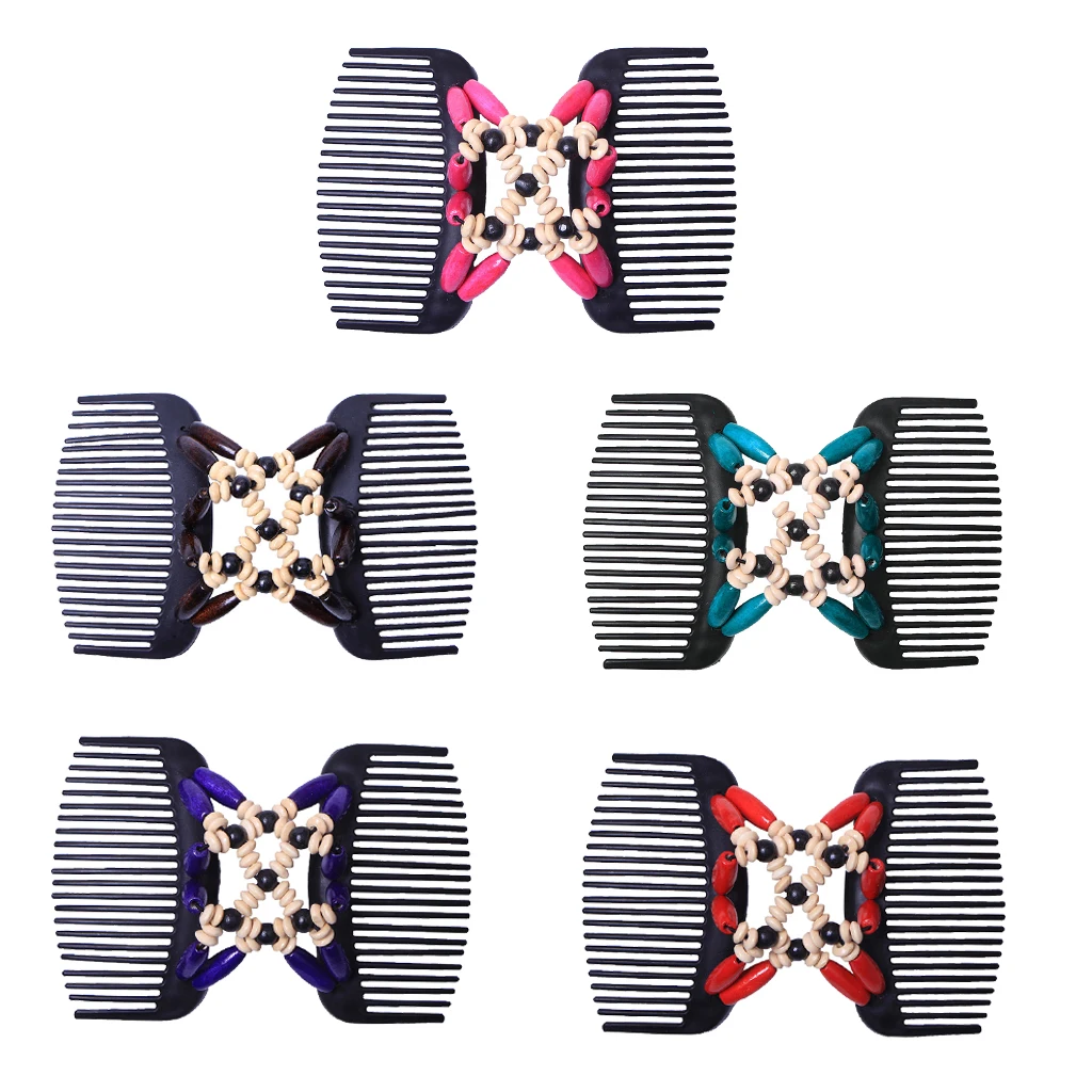 

Заколка-гребень для волос женская, с деревянными бусинами