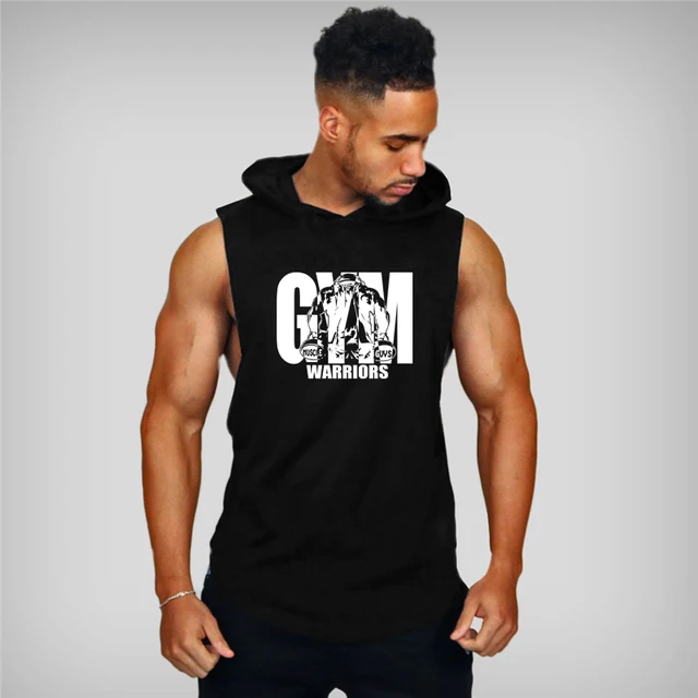 Muscleguys Gym Clothing Mens Bodybuilding Hooded Tank Top Cotton Sleeveless Vest Sweatshirt Fitness Workout Sportswear Tops Male 1