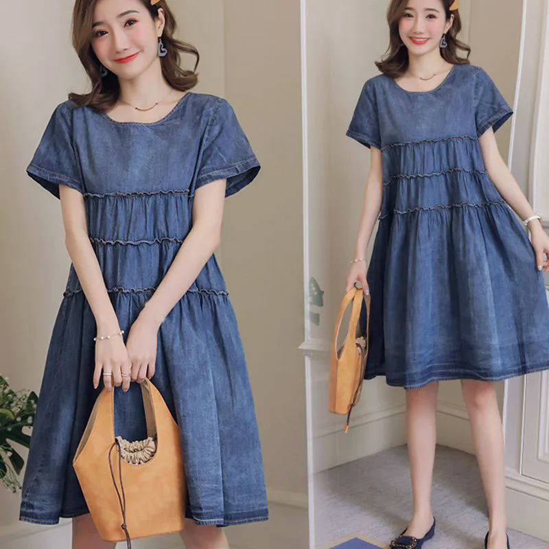 Платье для беременных Платья размера плюс женское платье свободное джинсовое