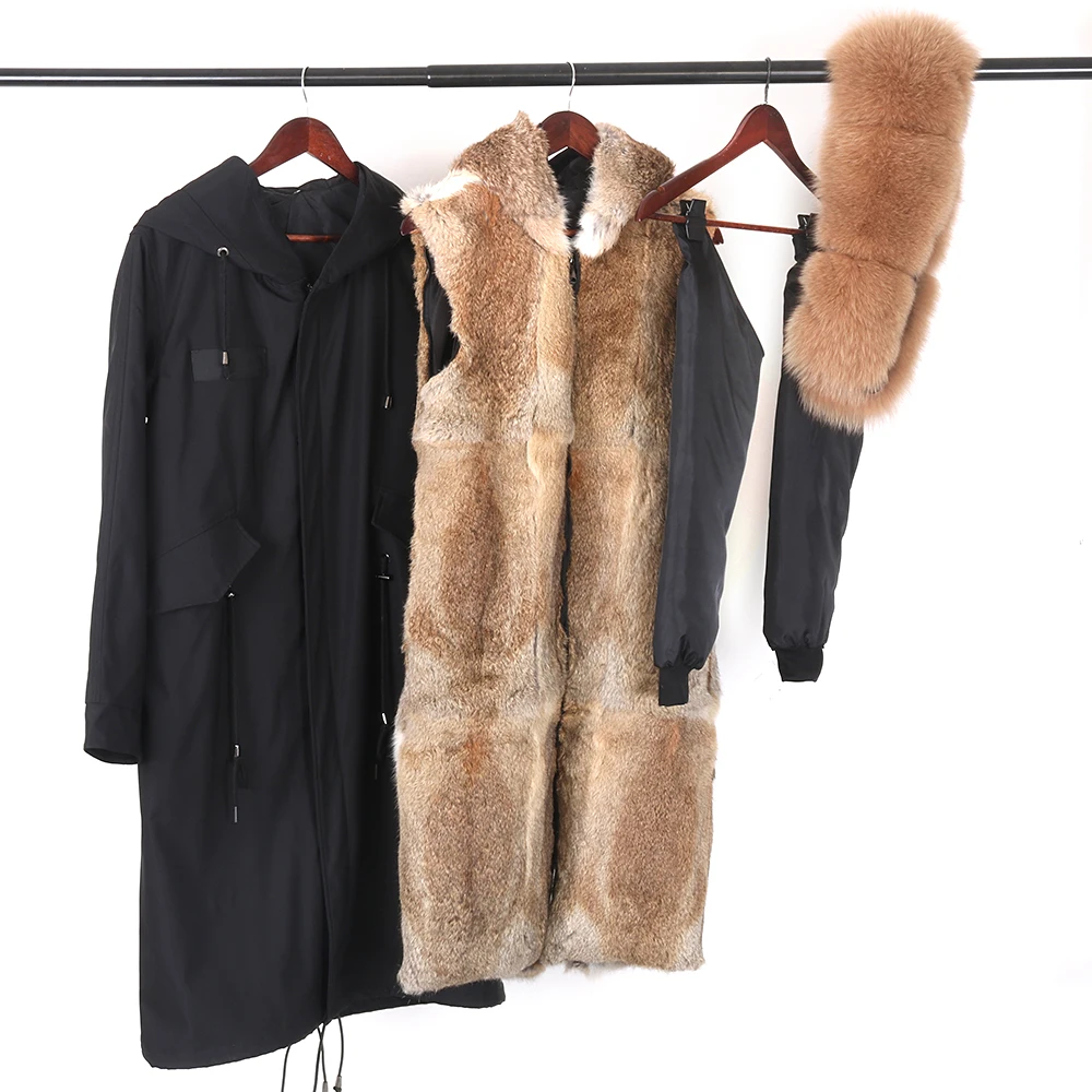 2022 New Waterproof Men Parka Winter Jacket Long Rabbit Fur Coat Man Parkas Natural Fox Fur Collar Hooded Outerwear Streetwear