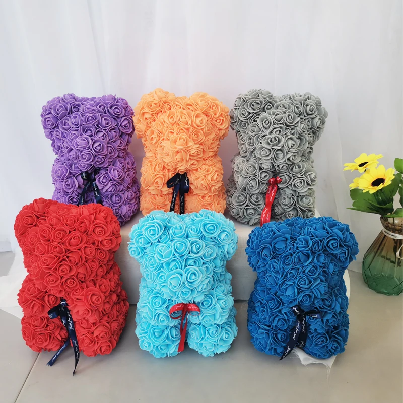 

2020 Мишка из плюшевой розы, искусственные цветы, украшение на свадьбу, день рождения, подарок для девочки, Рождественский подарок на День Бла...