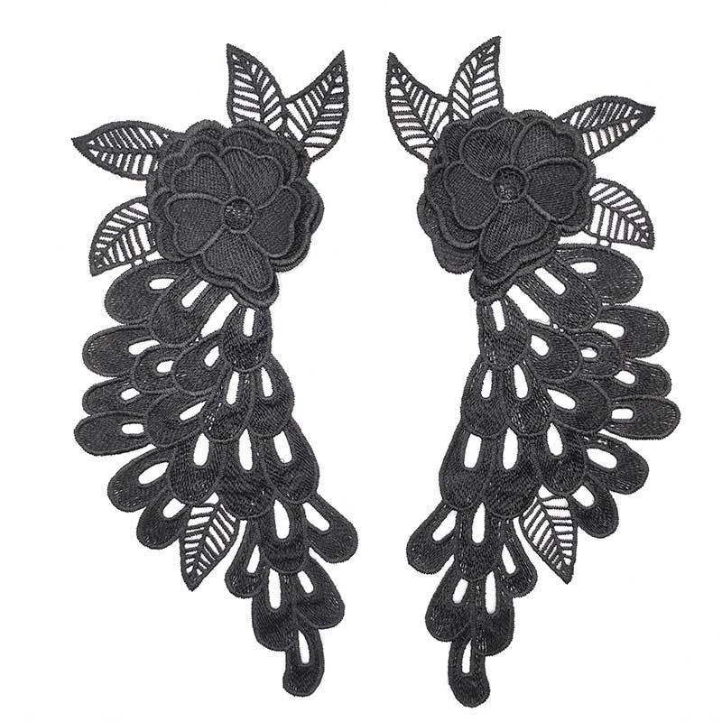 1 пара хлопчатобумажная кружевная ткань вышитая аппликация вырез воротник для