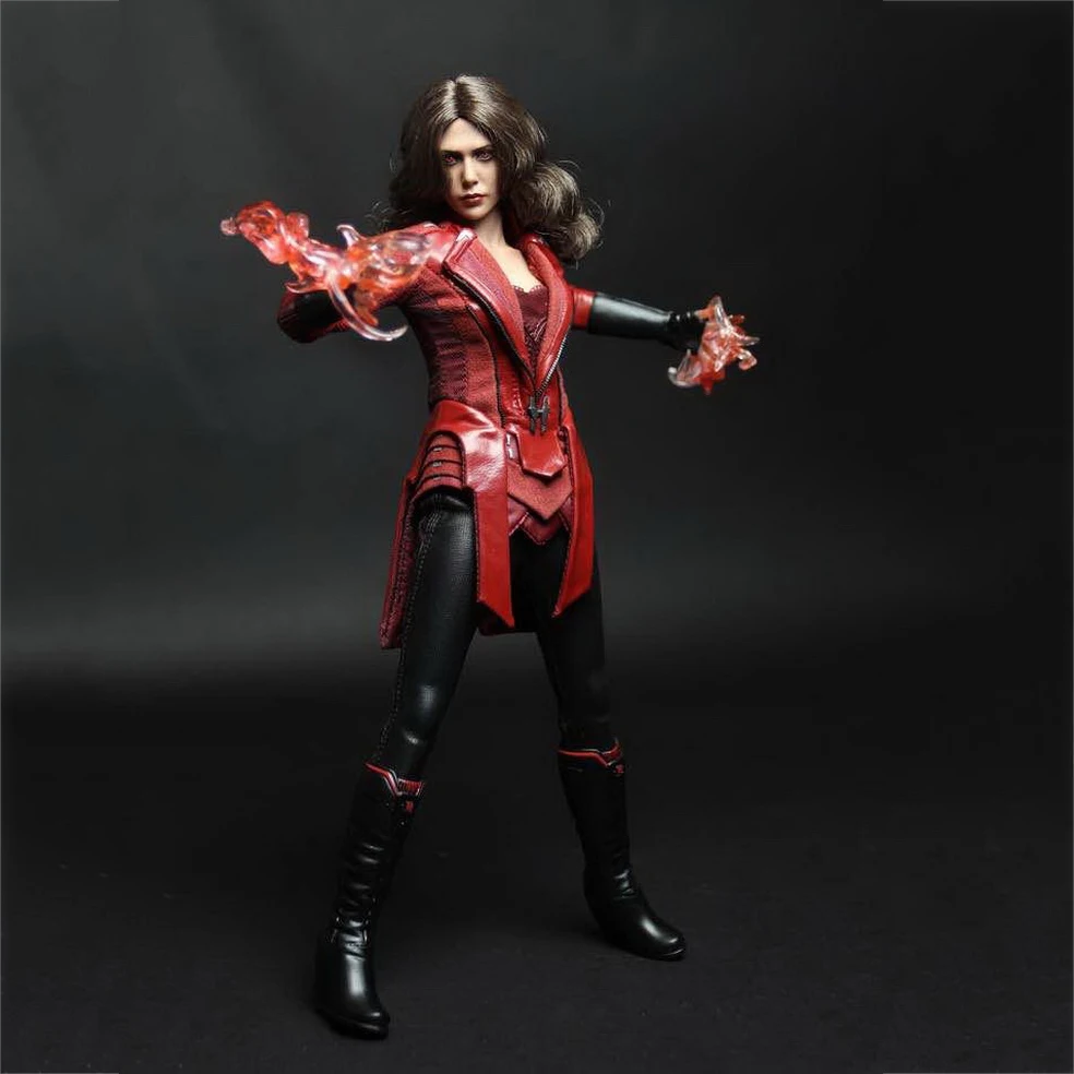 

1/6th Red Eye Witch Elizabeth Olsen Head Sculpt W Magic Woman Suit Fit 12" Female Action Figure Body Dolls