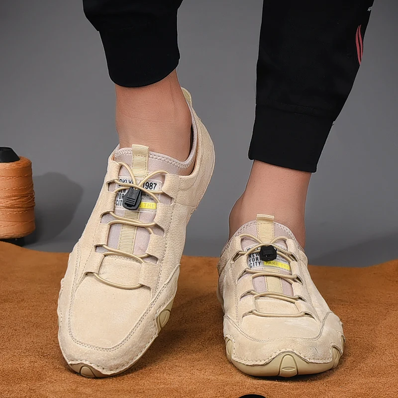

Genuine Leather Men Casual Shoes fashion Brand Summer Mens Loafers Moccasins Breathable Slip on Black Shoes Men footwear