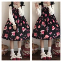 original design lolita dress strawberry love strap jsk dress autumn and winter clothing dresses for women