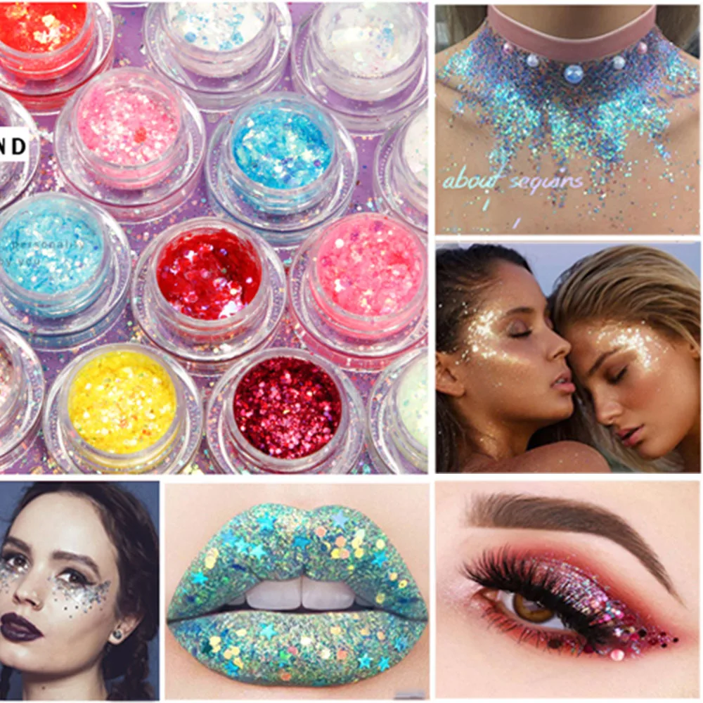 Модная блестящая Звезда блестки глаза порошок макияж Сияющие красочные для лица