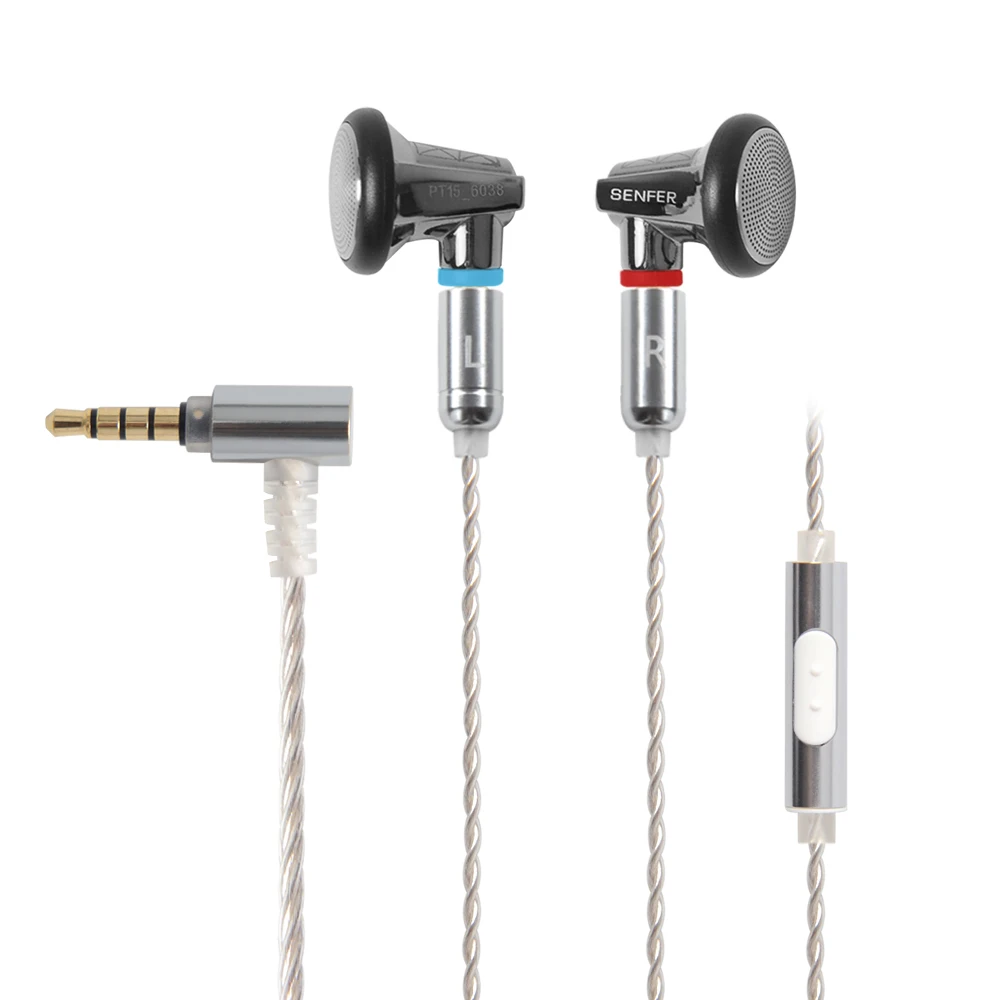 SENFER(SFR) PT15 в ухо наушник Earburd Графен Динамический драйвер блок HIFI ушной штекер с MMCX съемный кабель металлический наушник - Цвет: Black Silver withmic