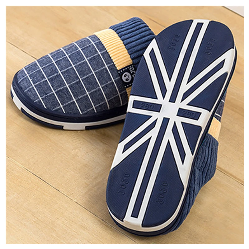

Winter 2019 New warm men's slippers short plush flock home slippers for men hard-wearing non-slip sewing male Women Slippers
