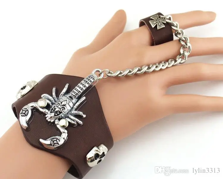 Мужской кожаный браслет в стиле панк | Украшения и аксессуары