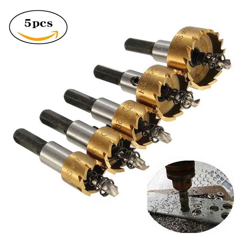 ALLSOME 5 Pcs 16/18.5/20/25/30mm Krachtige HSS Drill Bit Hole Saw Set Stainless Steel Alloy Metel High Speed Opener | Инструменты