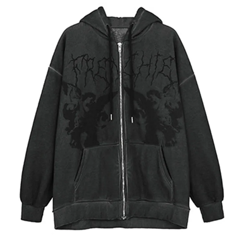 Толстовка женская оверсайз на молнии с надписью Ангел | Женская одежда