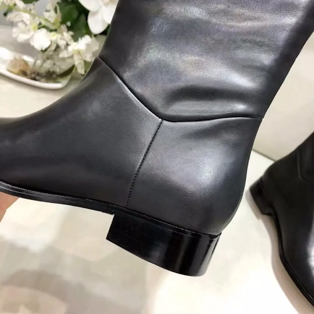 Женские сапоги женские сапоги из натуральной кожи новые модные повседневные женские сапоги до колена модельные зимние женские сапоги с круглым носком