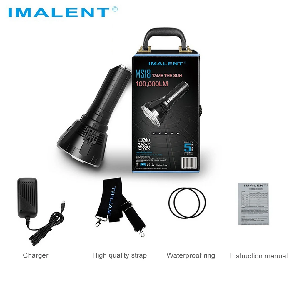 Murah IMALENT Senter Paling Terang 100000 Lumen MS18 Leds Isi Ulang Cree XHP70.2 Lampu Sorot Luar Ruangan Senter Caming Alat Bertahan Hidup