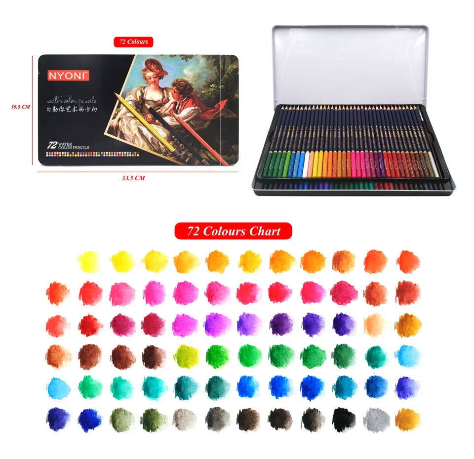 

48 Colors Watercolor Pencils Art Iron box Colored Pencil lapis de cor Professional Pencils For Drawing School Supplies