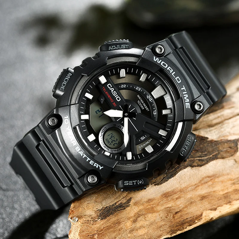Casio часы Лучшие продажи взрыва часы мужчины установить лучший бренд класса люкс LED военный цифровые часы спортивные 100м Водонепроницаемые кварцевые мужские часы relogio masculino reloj hombre erkek kol saati AEQ100 - Цвет: AEQ110W1A-1
