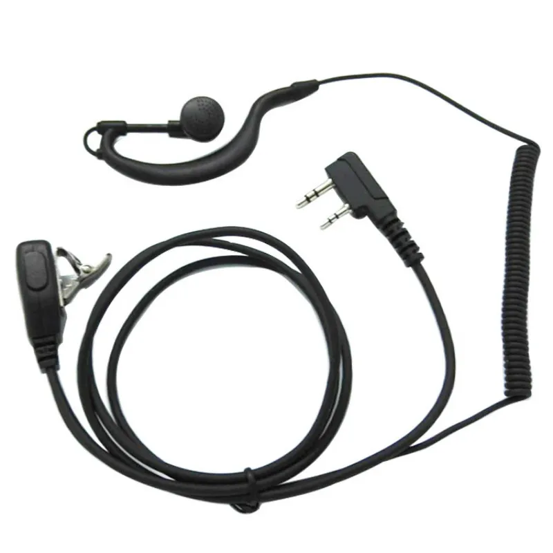 

New 2 PIN Headset Cable PTT Earpiece with Microphone Walkie Talkie Ear Hook Interphone Earphone for BAOFENG UV5R Plus BF-888S UM