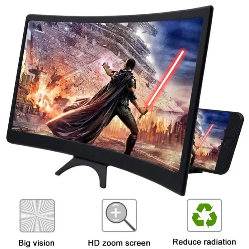 Фирменная Новинка 12 ''HD 3D Лупа изогнутые увеличенные Экран мобильный телефон