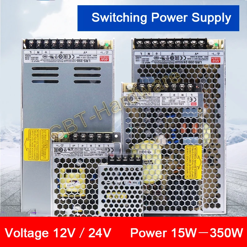 

1PCS RS Switching Power Supply 12/24VDC High TEMP 105°C 0.63A~29A DC Transformer High Voltage Resistance 300VAC For Computer