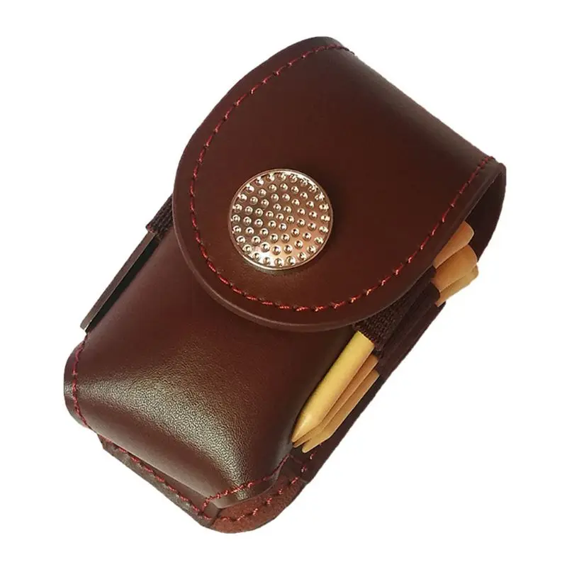 

Portable Golf Ball Mini Faux Leather Waist Bag Clip Utility Pouch Pocket Sports Golfing Tackle Set with Balls Tees Divot Repair