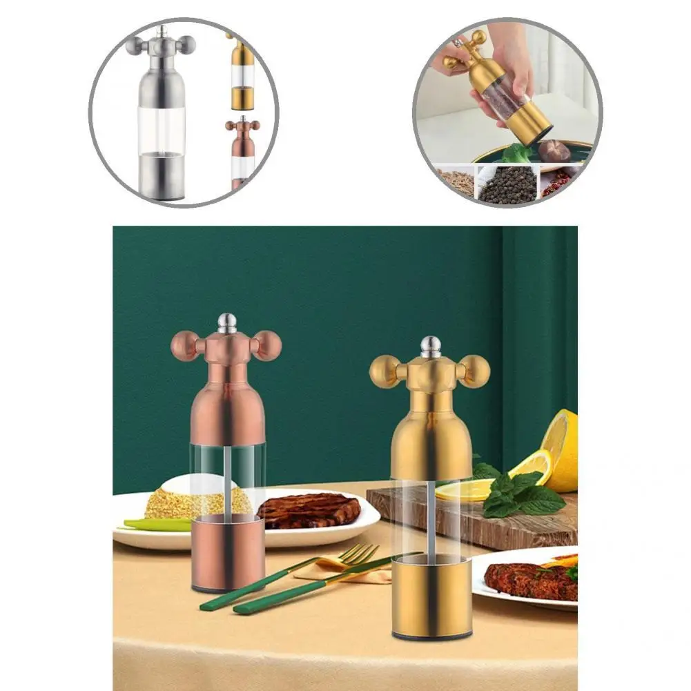 

Stainless Steel Useful Utility Lightweight Salt Grinder Ceramic Core Pepper Mill 2 in 1 for Kitchen
