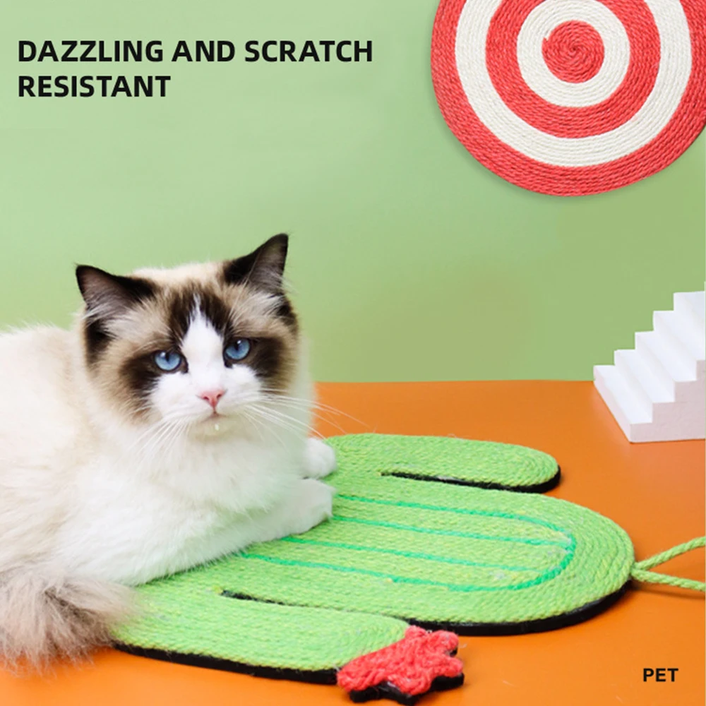 

Cat Scratch Pad Natural Sword Non-Slip Durable Cat Scratch Toy Cactus Shape Cat Pad To Protect Furniture Wall Floor Scratch Pad