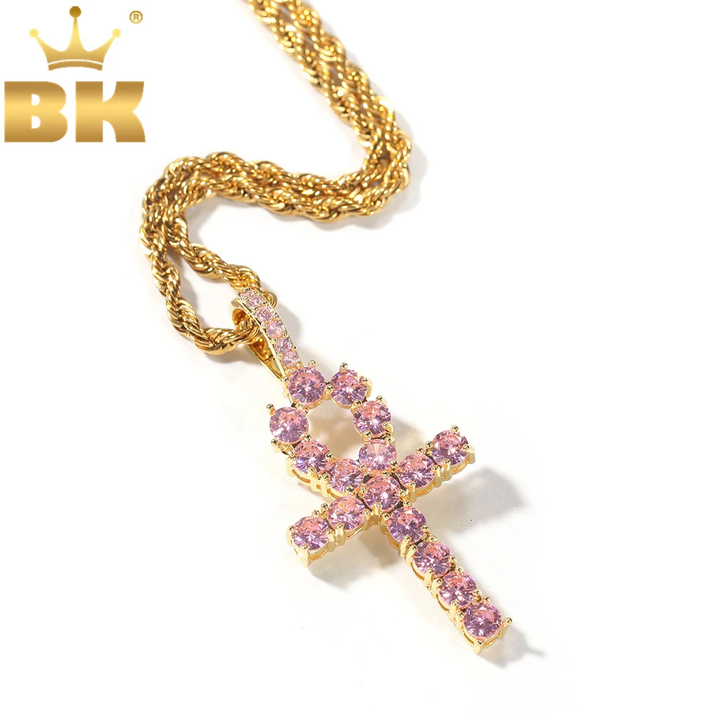 Цепочка с кулоном в виде креста на ногу фианитом золотого и серебряного